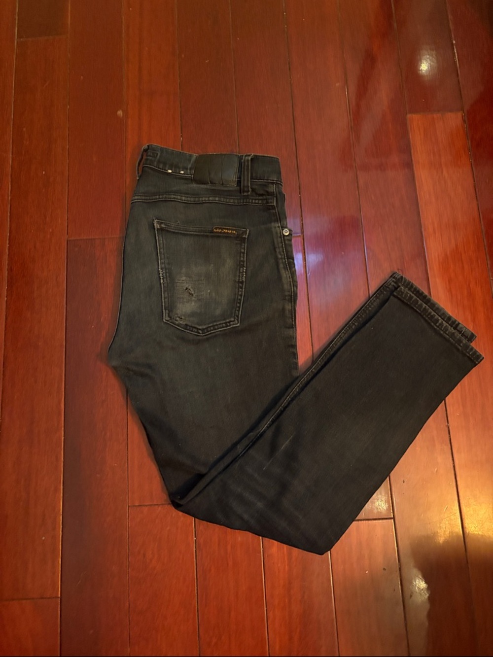 Nudie Jeans Men's Black Slim Jeans Lean Dean cut “Black Out” 33x30
